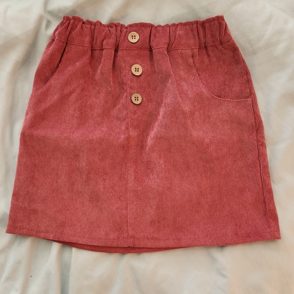 1st Kiss Soft Corduroy Elastic Waist Pull-On Midi Mauve Skirt | Girl's Size 7/8